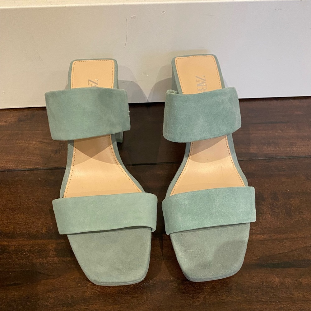 Blue Suede Platform Sandals